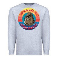 Heather Grey Retro Sunset Just A Girl Who Loves Bigfoot Premium Sweatshirt - artisFamous