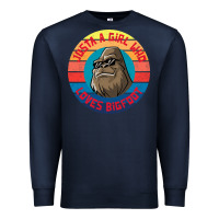 Navy Retro Sunset Just A Girl Who Loves Bigfoot Premium Sweatshirt - artisFamous