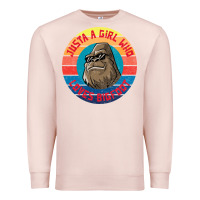 Pale Pink Retro Sunset Just A Girl Who Loves Bigfoot Premium Sweatshirt - artisFamous