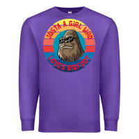 Purple Retro Sunset Just A Girl Who Loves Bigfoot Premium Sweatshirt - artisFamous