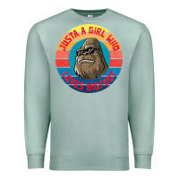 Seafoam Retro Sunset Just A Girl Who Loves Bigfoot Premium Sweatshirt - artisFamous