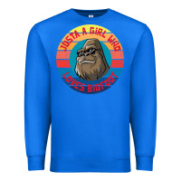 True Royal Retro Sunset Just A Girl Who Loves Bigfoot Premium Sweatshirt - artisFamous