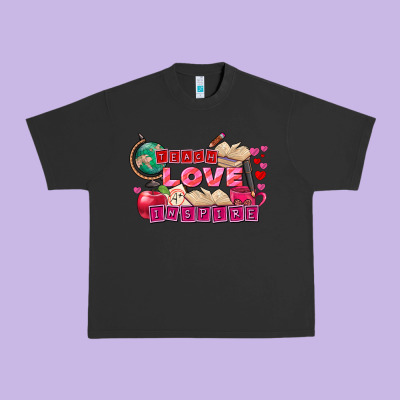Valentine's Day Teach Love Inspire Urban Heavy Tee Designed By Fadigitalartstudio