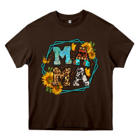 Chocolate Brown sunflowers hexagon frame mama Heavy Core Tee - Jasminsmagicworld