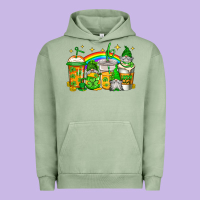 St Patricks Day Gnomes Coffee Cups Urban Hoodie Designed By Jasminsmagicworld