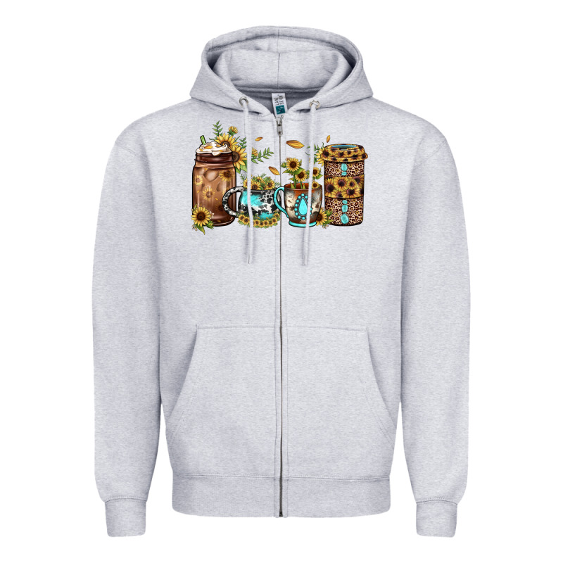 Sunflower Gemstone Coffee Zipper Hoodie by JahusDesignShop | Teevron