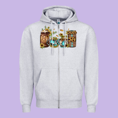 Sunflower Gemstone Coffee Zipper Hoodie Designed By Jahusdesignshop