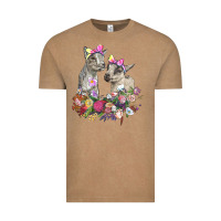 Vintage Coffee floral baby goats Vintage Tee - RanaPortraitStore