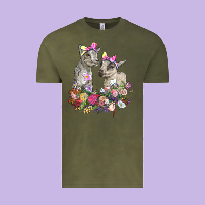 Floral Baby Goats Vintage Tee Designed By Ranaportraitstore
