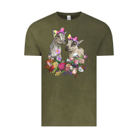 Vintage Olive floral baby goats Vintage Tee - RanaPortraitStore
