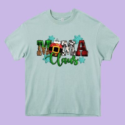 Mama Claus Christmas Heavy Core Tee Designed By Cowgirlartshop