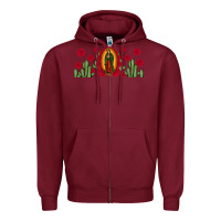 Burgundy lady of Guadalupe cactus rose Zipper Hoodie - JahusDesignShop