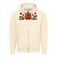 Sandshell lady of Guadalupe cactus rose Zipper Hoodie - JahusDesignShop