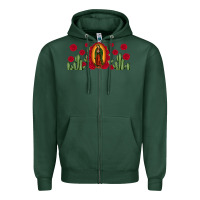 Sports Green lady of Guadalupe cactus rose Zipper Hoodie - JahusDesignShop