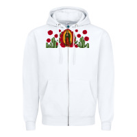 White lady of Guadalupe cactus rose Zipper Hoodie - JahusDesignShop