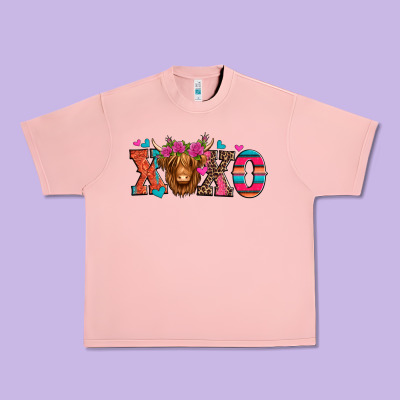 Xoxo Valentine's Day Highland Cow Urban Heavy Tee Designed By Jasminsmagicworld