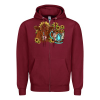 Burgundy sunflower coffee cup red angus gemstone Zipper Hoodie - JahusDesignShop