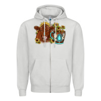 Dove Grey sunflower coffee cup red angus gemstone Zipper Hoodie - JahusDesignShop