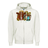 Oatmeal Heather sunflower coffee cup red angus gemstone Zipper Hoodie - JahusDesignShop