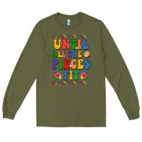 Army Green Until all the pieces fit Long Sleeve Tee - CowhideDigitalArt