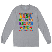Heather Grey Until all the pieces fit Long Sleeve Tee - CowhideDigitalArt