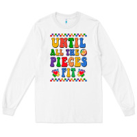 White Until all the pieces fit Long Sleeve Tee - CowhideDigitalArt