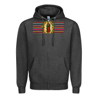 Charcoal Heather lady of Guadalupe  sunflower Zipper Hoodie - JahusDesignShop