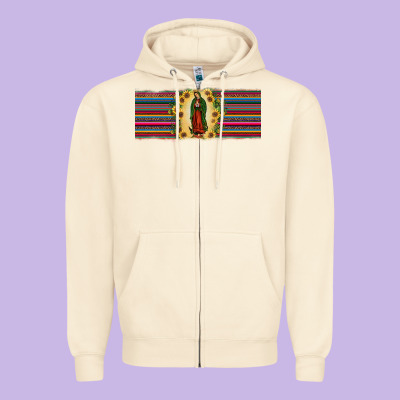 Lady Of Guadalupe  Sunflower Zipper Hoodie Designed By Jahusdesignshop