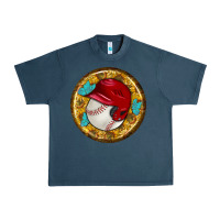 Midnight Navy baseball with sunflower round earrings Urban Heavy Tee - BundleAndBundleShop