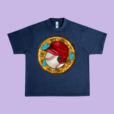 Baseball With Sunflower Round Earrings Urban Heavy Tee Designed By Bundleandbundleshop