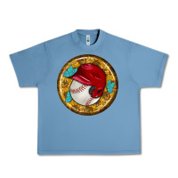 Pebble Blue baseball with sunflower round earrings Urban Heavy Tee - BundleAndBundleShop