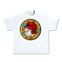White baseball with sunflower round earrings Urban Heavy Tee - BundleAndBundleShop