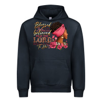 Navy Blessed is she who has believed afro woman Urban Hoodie - RanaPortraitStore