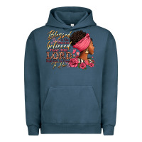 Pigment Midnight Navy Blessed is she who has believed afro woman Urban Hoodie - RanaPortraitStore
