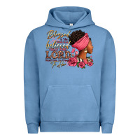 Pigment Pebble Blue Blessed is she who has believed afro woman Urban Hoodie - RanaPortraitStore