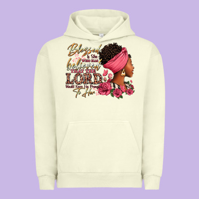 Blessed Is She Who Has Believed Afro Woman Urban Hoodie Designed By Ranaportraitstore