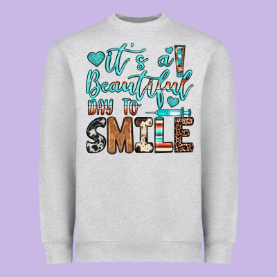 It’s A Beautiful Day To Smile Heavyweight Sweatshirt Designed By Jahusdesignshop