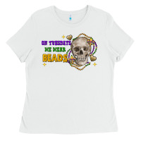 White On tuesdays we wear beads skull Ladies Tee - FaDigitalArtStudio