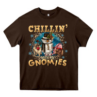 Chocolate Brown chillin with my gnomies Heavy Core Tee - CowGirlArtShop