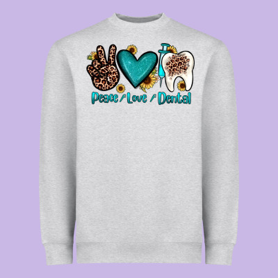 Peace Love Dental Heavyweight Sweatshirt Designed By Jahusdesignshop