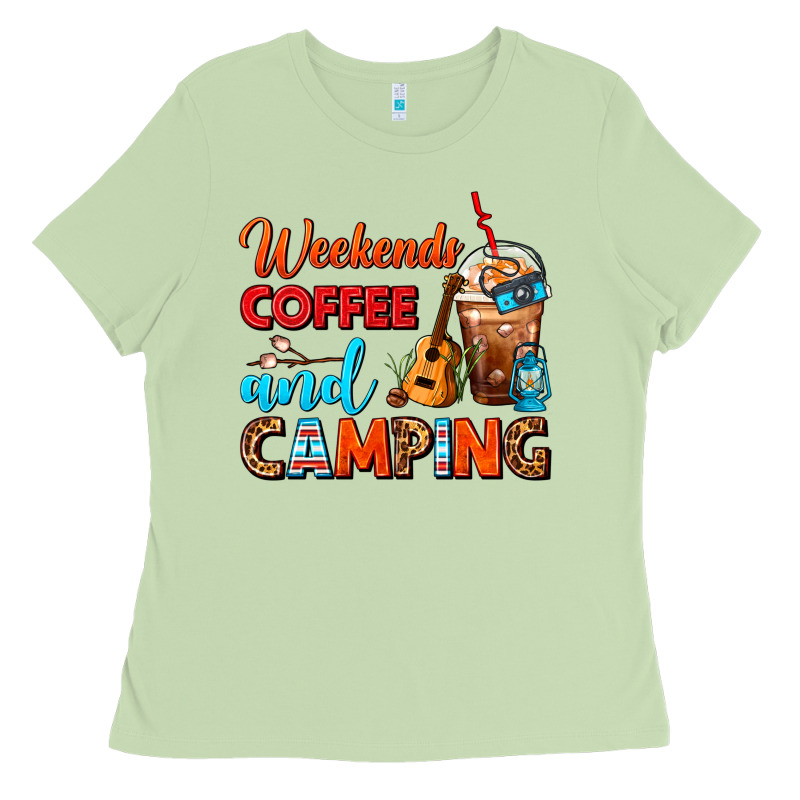 Weekends Coffee And Camping Frappe Coffee Ladies Tee by FaDigitalArtStudio | Teevron