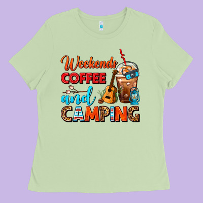 Weekends Coffee And Camping Frappe Coffee Ladies Tee Designed By Fadigitalartstudio