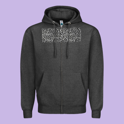 Grey Leopard Zipper Hoodie Designed By Jahusdesignshop