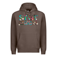 Coffee stay groovy with butterfly peace sign and flowers Premium Hoodie - Artiststas