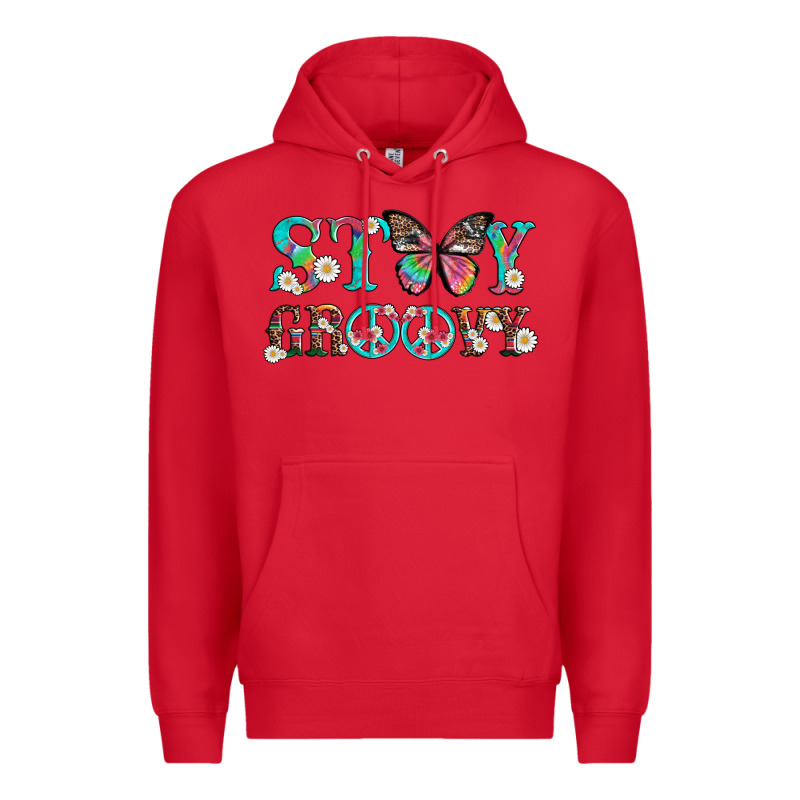 Stay Groovy With Butterfly Peace Sign And Flowers Premium Hoodie by Artiststas | Teevron