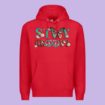Stay Groovy With Butterfly Peace Sign And Flowers Premium Hoodie Designed By Artiststas