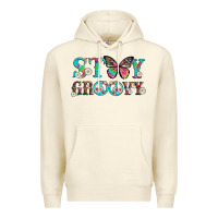 Sandshell stay groovy with butterfly peace sign and flowers Premium Hoodie - Artiststas