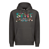 Smoke stay groovy with butterfly peace sign and flowers Premium Hoodie - Artiststas