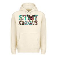 Tofu stay groovy with butterfly peace sign and flowers Premium Hoodie - Artiststas