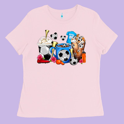 Soccer Coffee Cups Ladies Tee Designed By Fadigitalartstudio